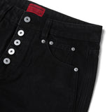 BUTTON FLY BOOTCUT JEANS/ BLACK