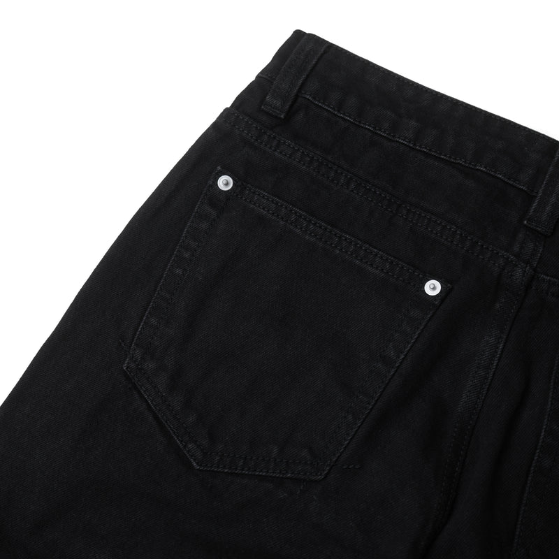 BUTTON FLY BOOTCUT JEANS/ BLACK
