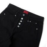 BUTTON FLY BOOTCUT JEANS/ BLACK