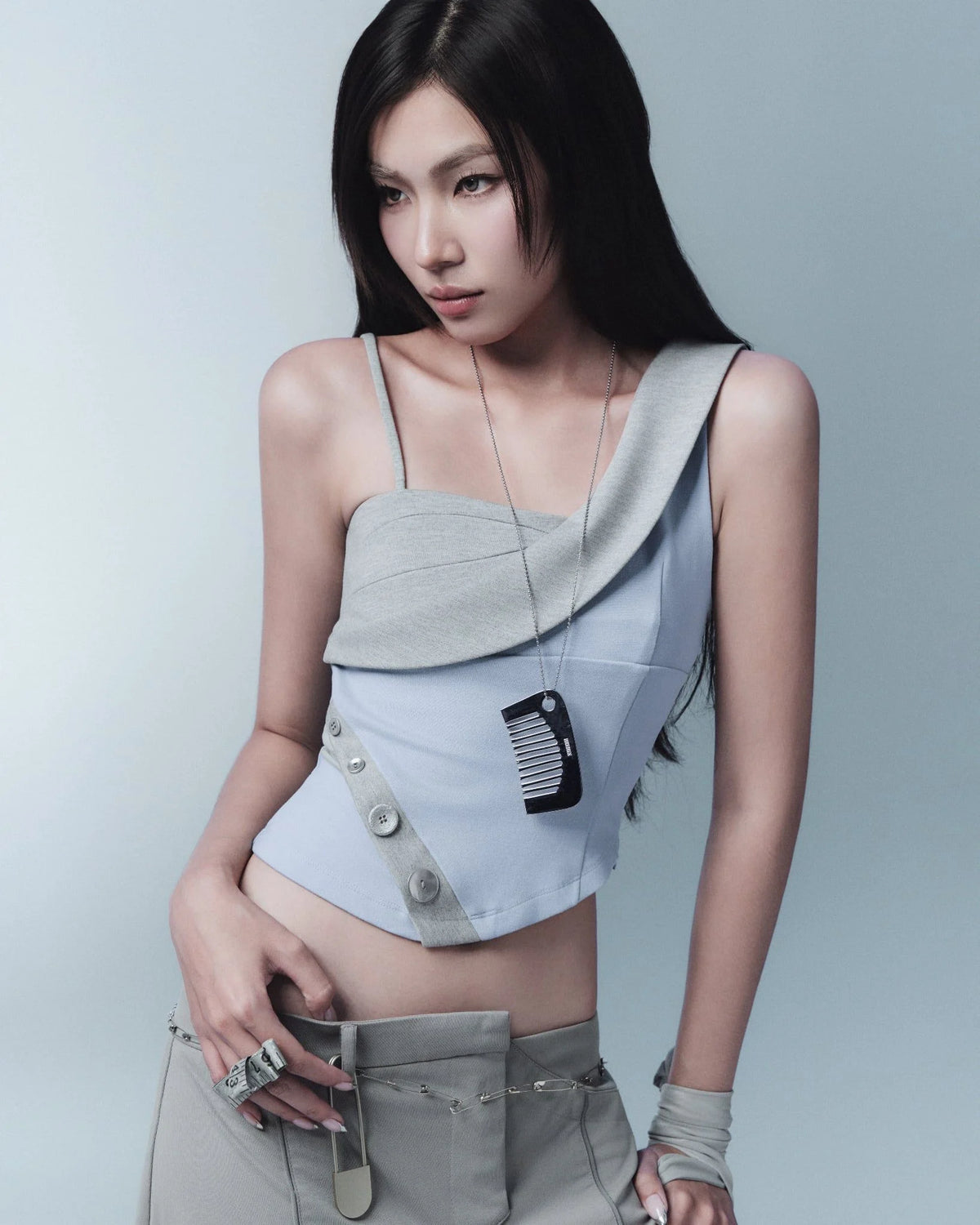 TAMBI TOP (GREY/BLUE)