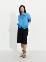 MULTED BLUE FRINGE POCKET SHIRT