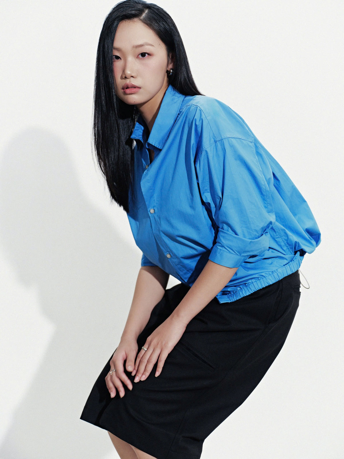 MULTED BLUE FRINGE POCKET SHIRT