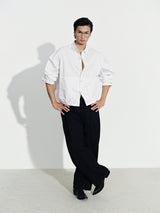 WHITE FRINGE POCKET SHIRT