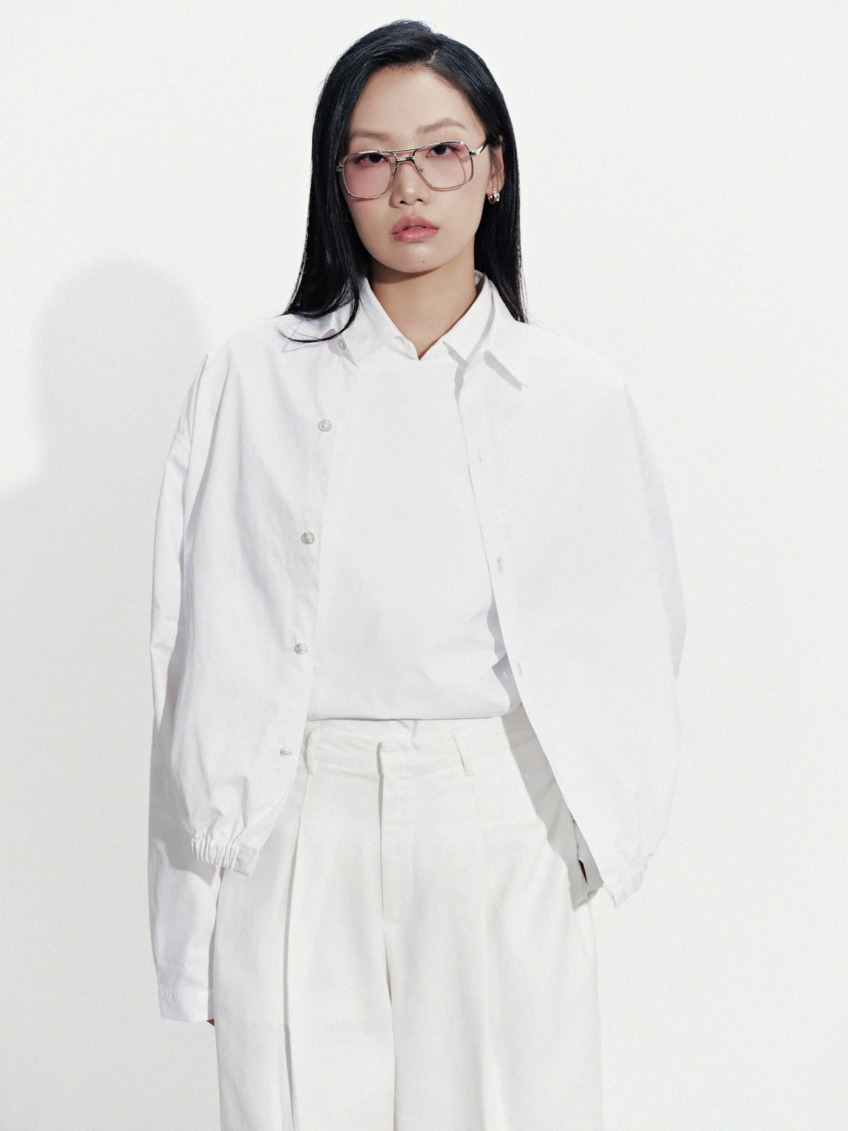 WHITE FRINGE POCKET SHIRT