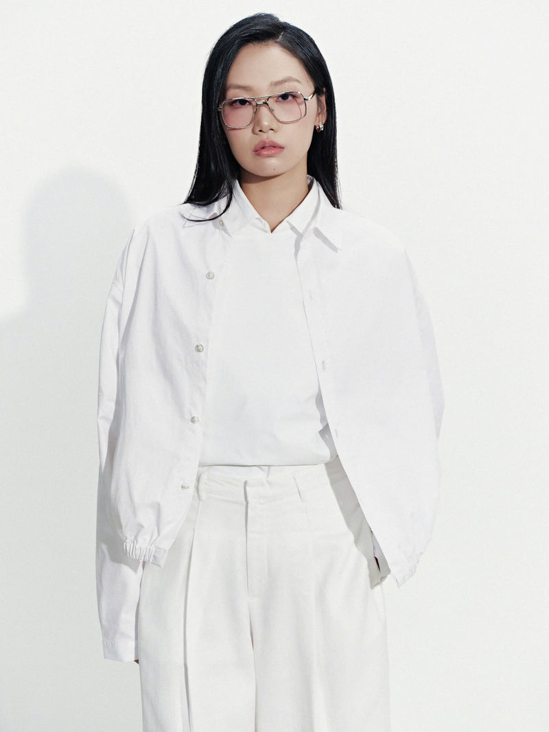 WHITE FRINGE POCKET SHIRT