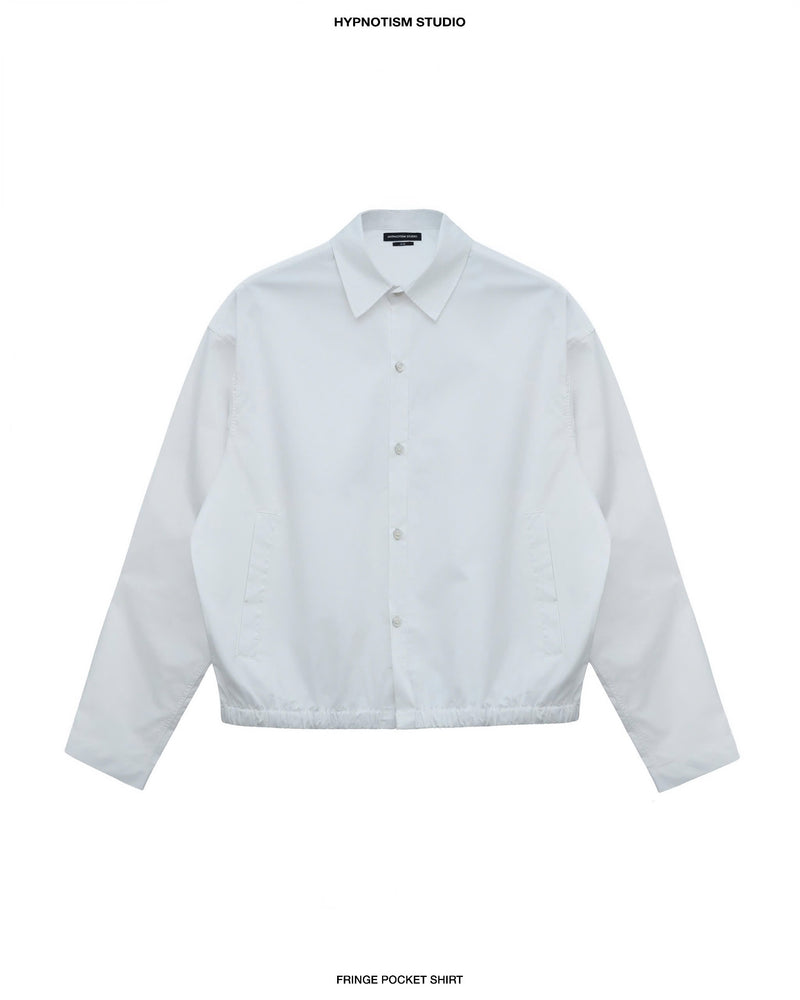 WHITE FRINGE POCKET SHIRT