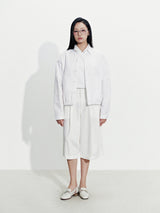 WHITE FRINGE POCKET SHIRT