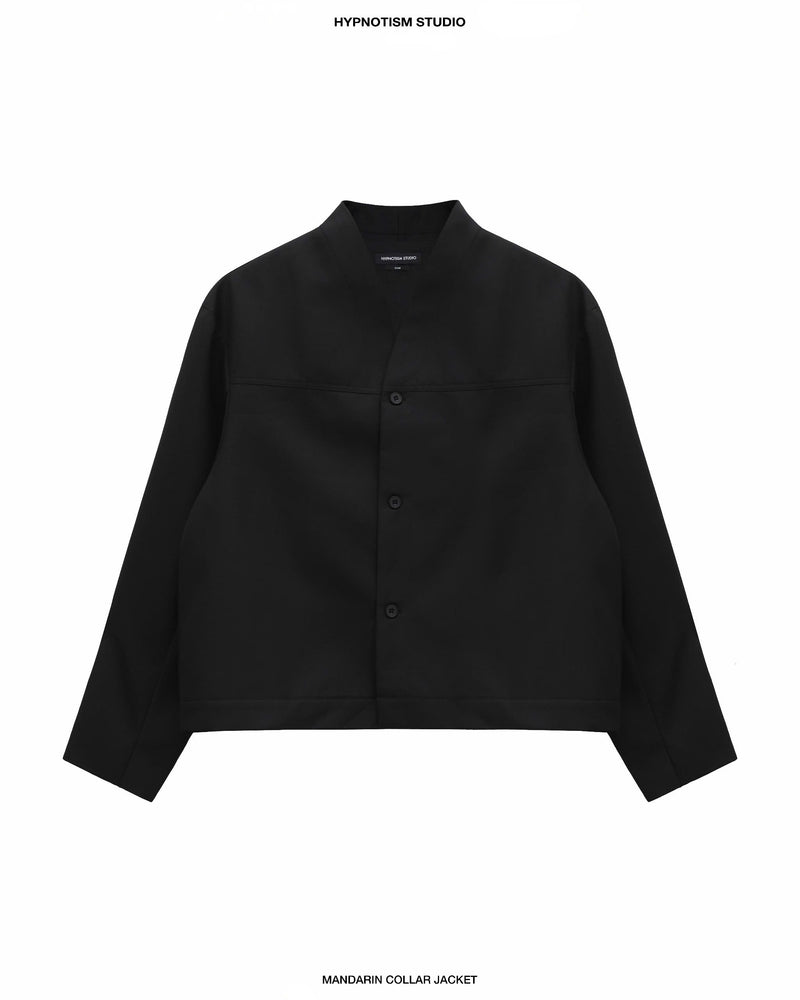 BLACK MANDARIN COLLAR JACKET