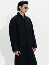BLACK MANDARIN COLLAR JACKET