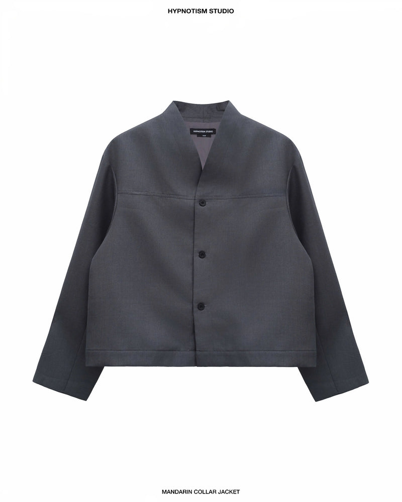 GREY MANDARIN COLLAR JACKET