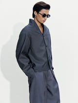GREY MANDARIN COLLAR JACKET