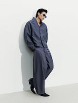 GREY MANDARIN COLLAR JACKET