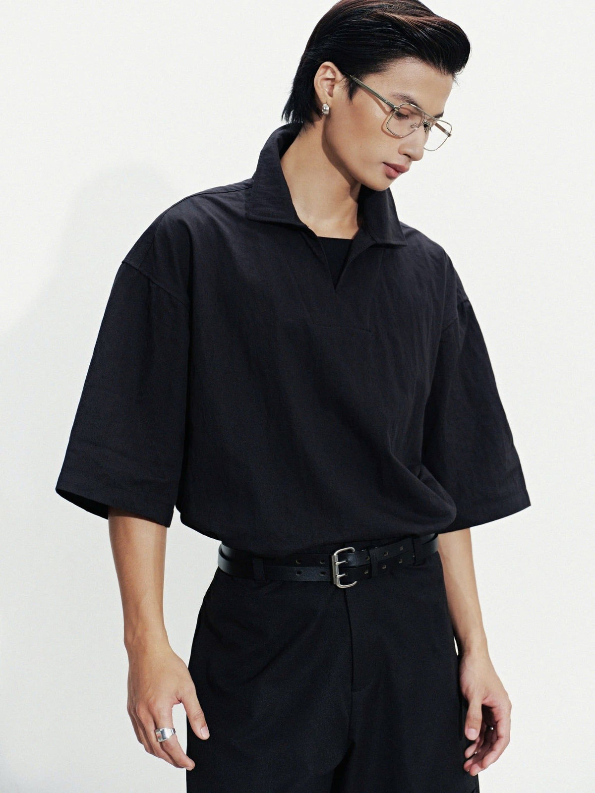 BLACK MARGIN POLO SHIRT