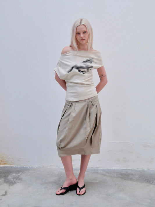 SKIRT:03 - PLEATED SKIRT - BEIGE