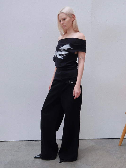 PANTS:02 - PANELED PANTS - BLACK