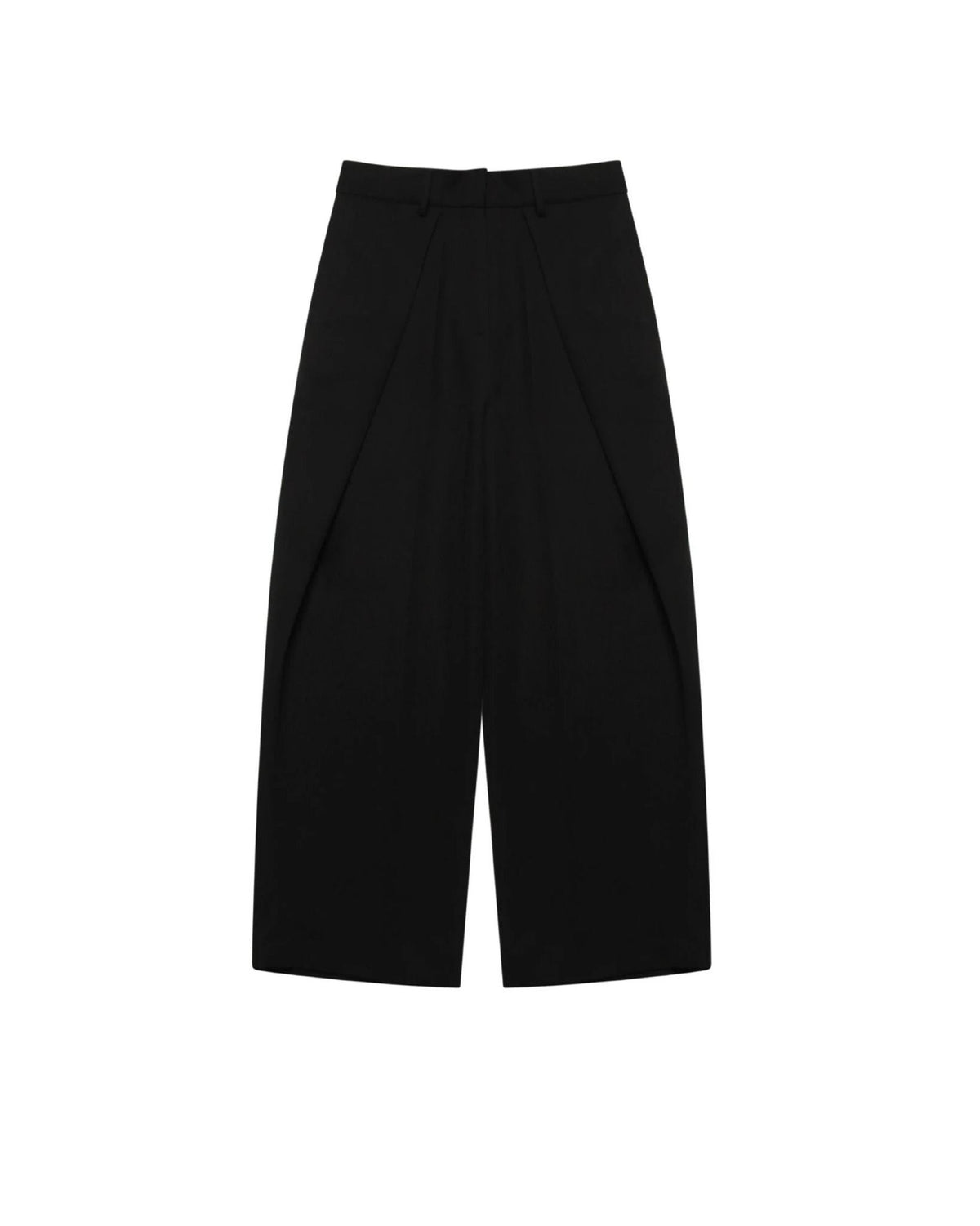 BLACK ROLLING WIDE-LEG TROUSERS