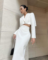 WHITE CROPPED BLAZER
