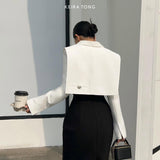 WHITE CROPPED BLAZER