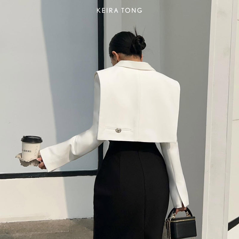 WHITE CROPPED BLAZER
