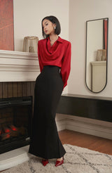 BLACK CORSET PENCIL SKIRT