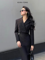 BLACK CORSET PENCIL SKIRT