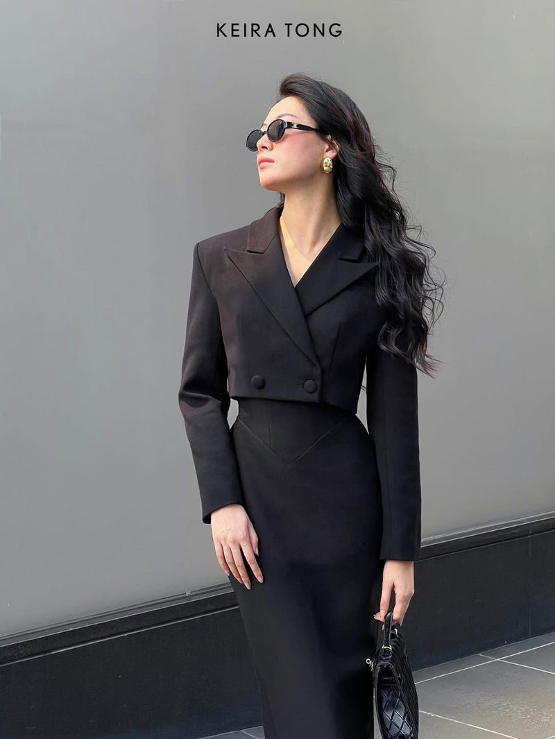 BLACK CORSET PENCIL SKIRT