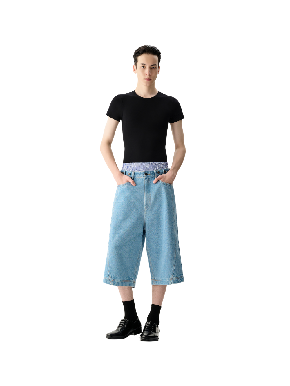 Black Slim Fit Short Sleeve Top