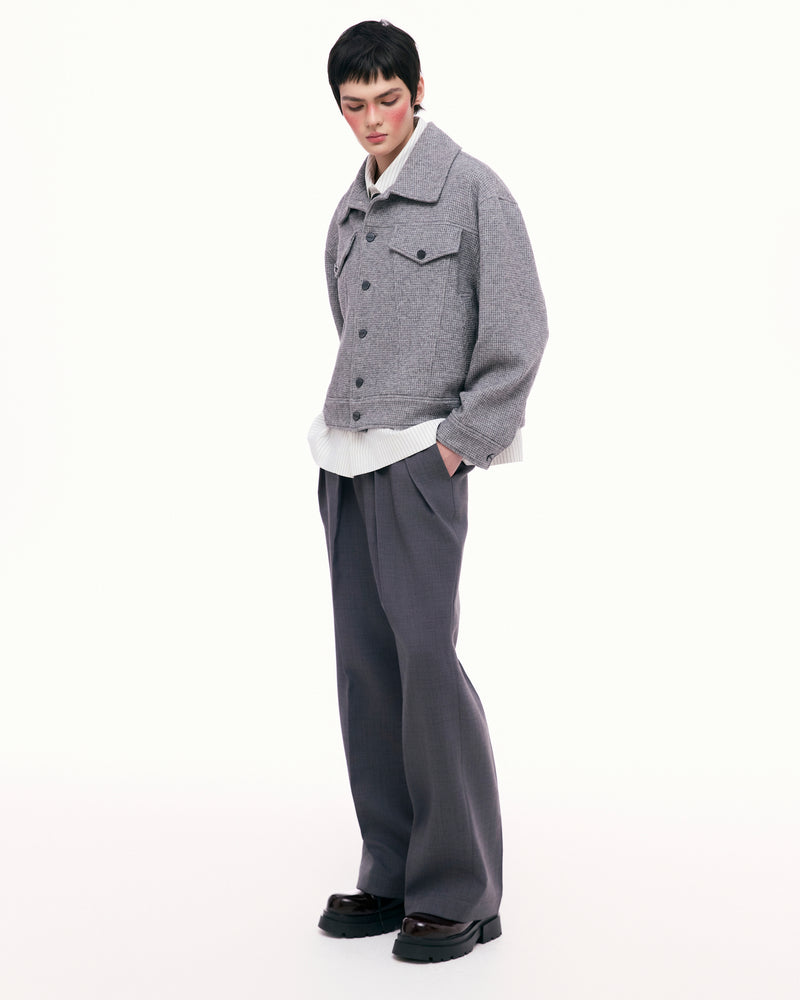 Dark Gray Dual Pleat Trousers