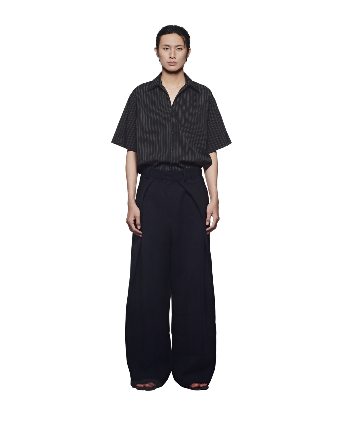 Striped Black Off-line Boxy Shirt