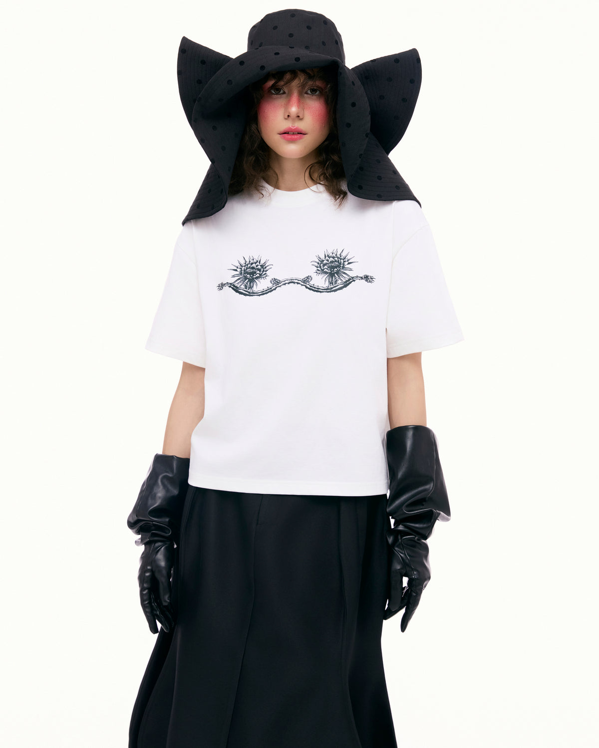 Black Polka Dot Dragon Fruit Bucket Hat