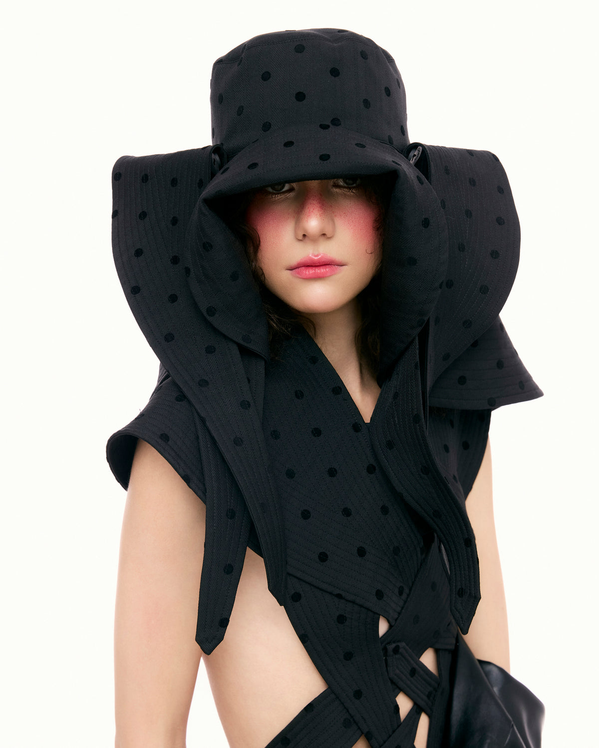 Black Polka Dot Dragon Fruit Bucket Hat