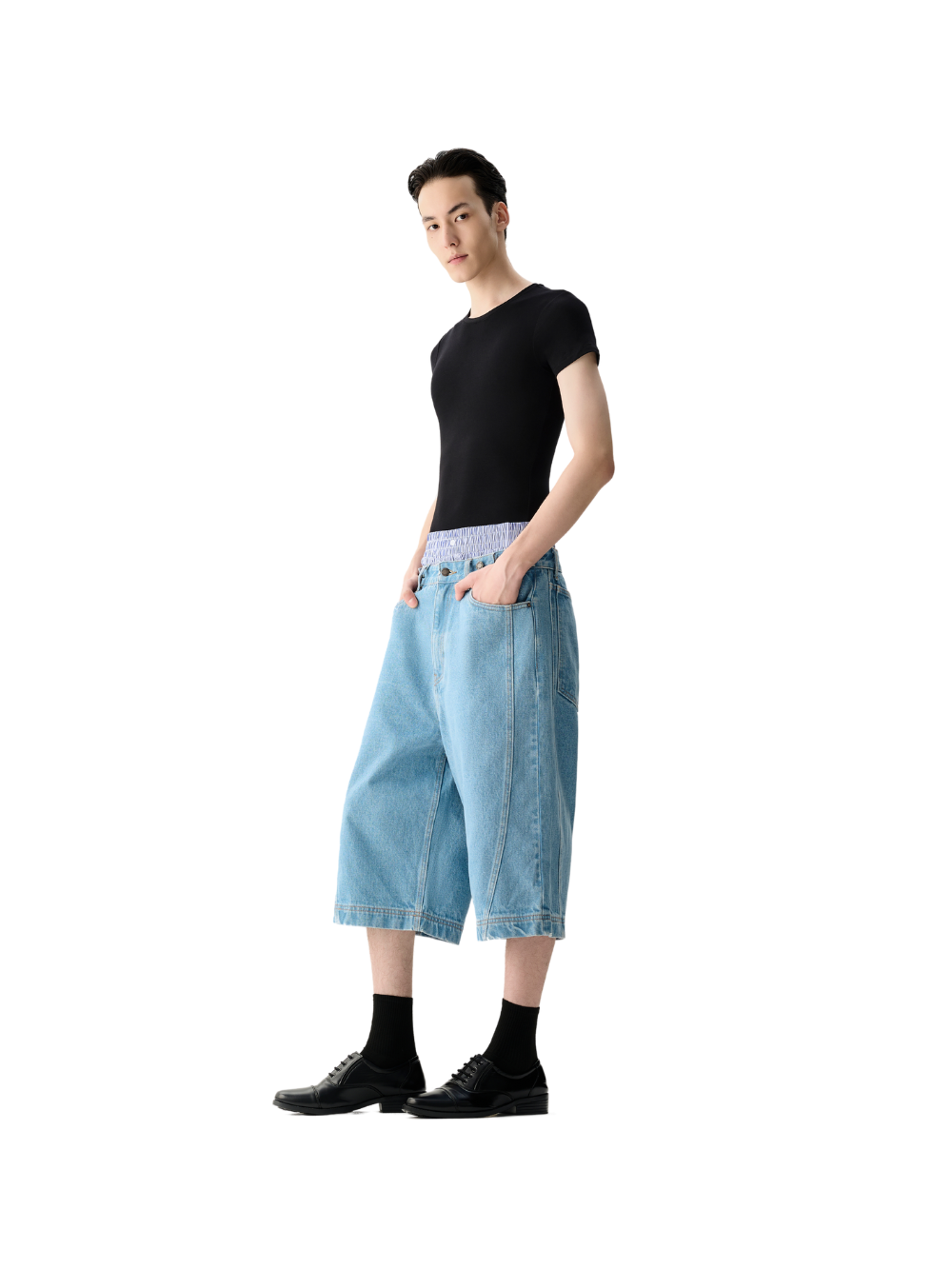 Black Slim Fit Short Sleeve Top