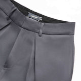 GRAY ROLLING WIDE-LEG TROUSERS