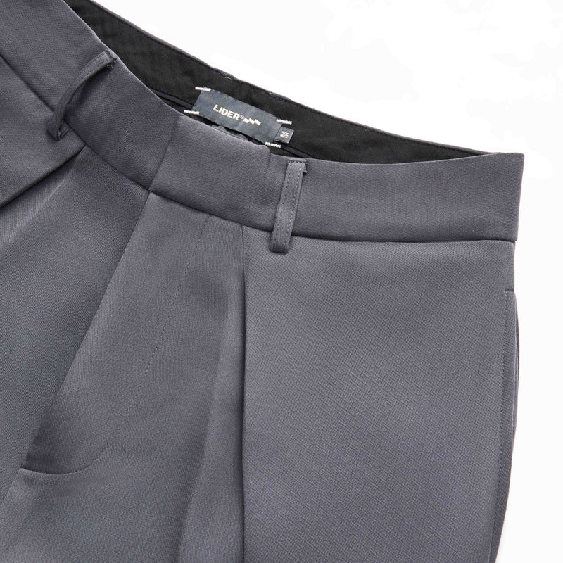 GRAY ROLLING WIDE-LEG TROUSERS