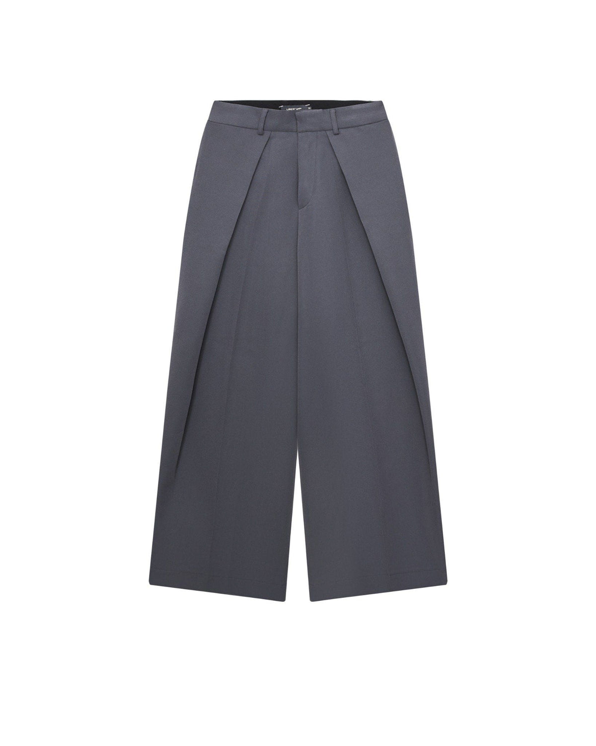GRAY ROLLING WIDE-LEG TROUSERS