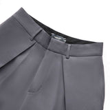 GRAY ROLLING WIDE-LEG TROUSERS