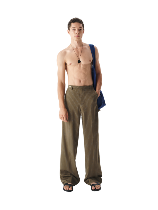 Striped Tilted Waist Trousers