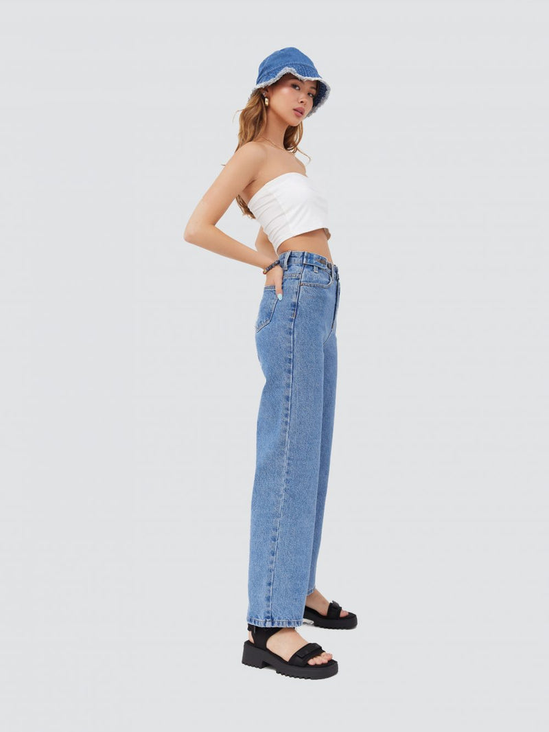 Straight Leg Button Jeans