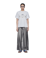 STRIPED GREY ROLLING WIDE-LEG TROUSERS