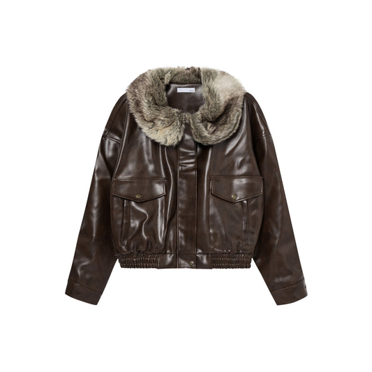 Fur-Trimmed Leather Jacket