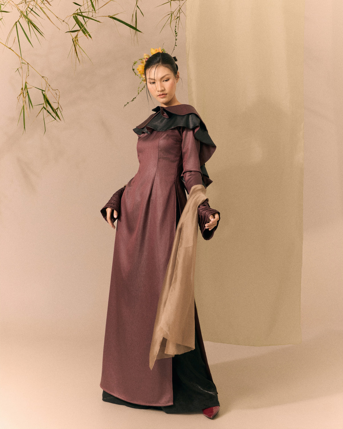 Deep Purple Black Ao dai Thieu Hoa