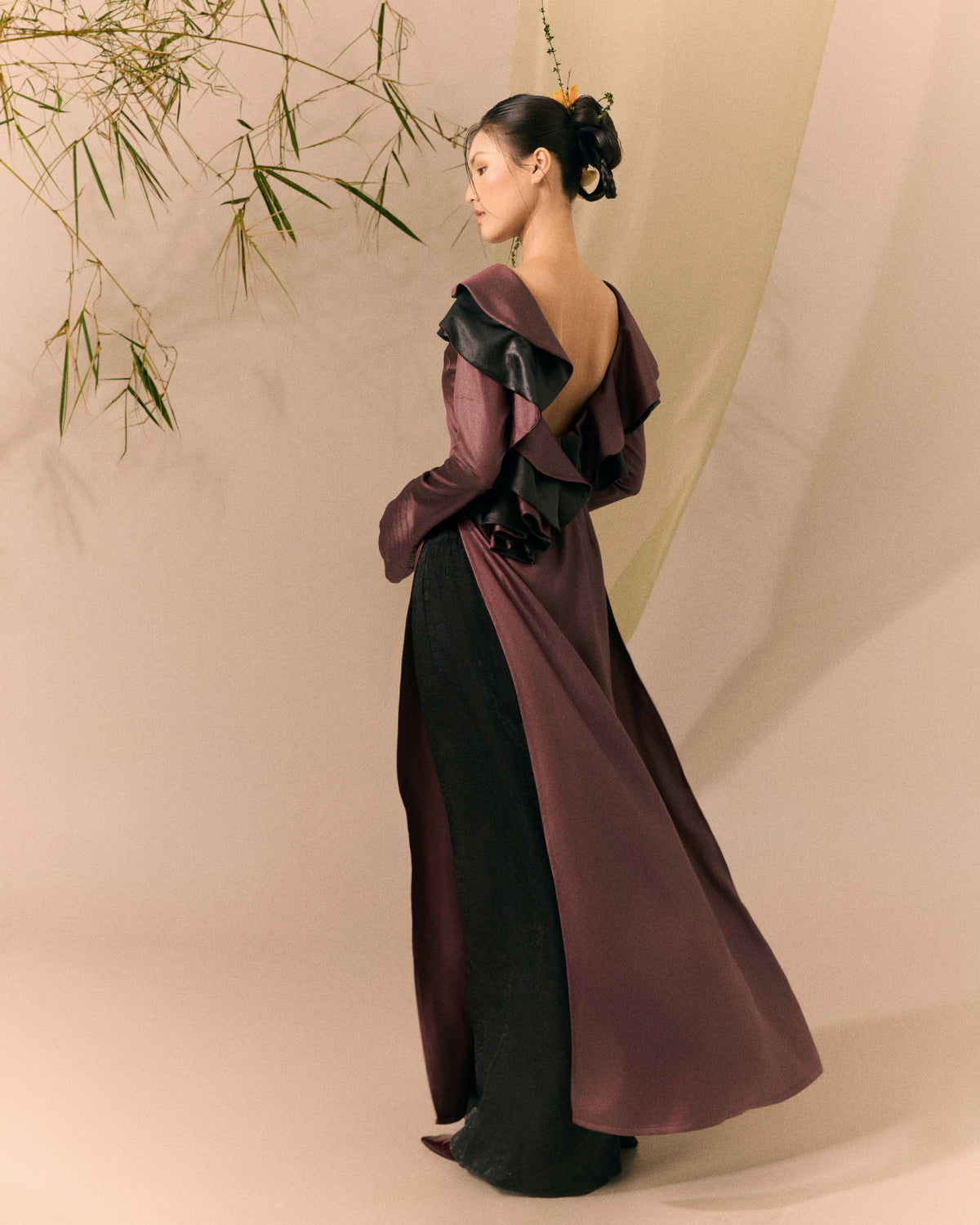 Deep Purple Black Ao dai Thieu Hoa
