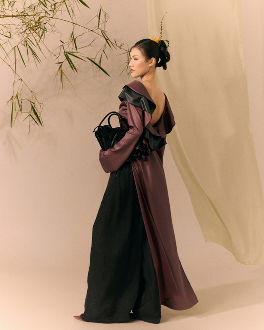 Jet Black Lam Thuy Silk Wide-leg Pants