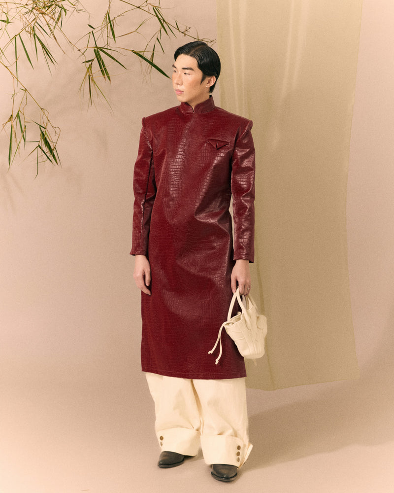 WHITE DRIED LOTUS LEAVES LEATHER BAG - PM