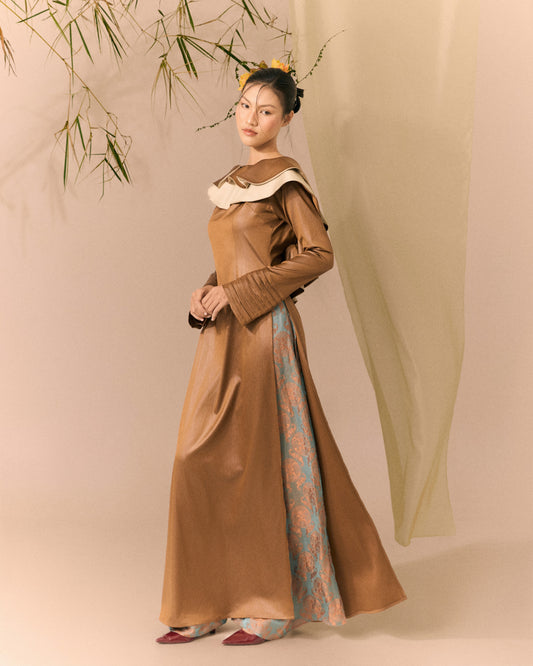 Brown Beige Ao dai Thieu Hoa