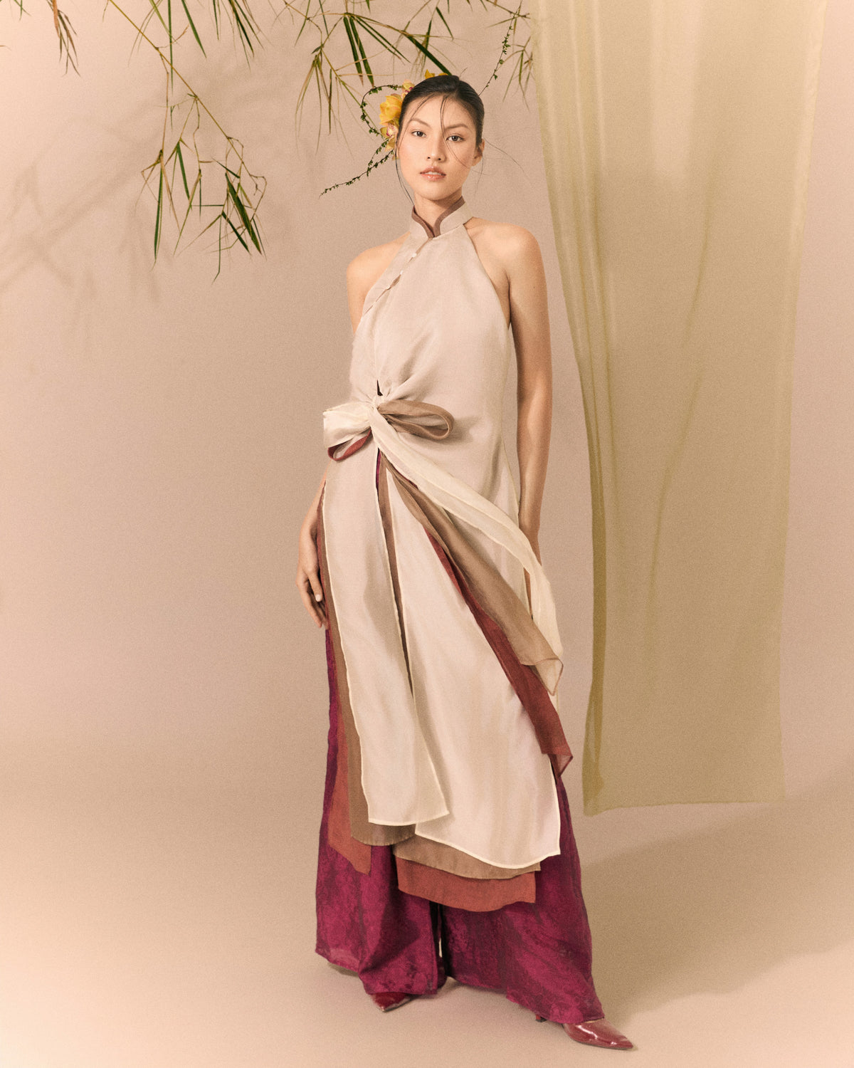 Magenta Pink Lam Thuy Silk Wide-leg Pants