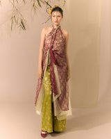 Bordeaux Chestnut Fresh Green Ao dai Thieu Quang