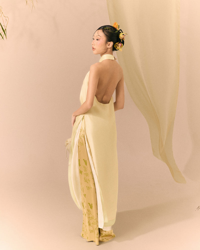 FRESH GREEN SUNLIT YELLOW CREAM WHITE AO DAI THIEU QUANG