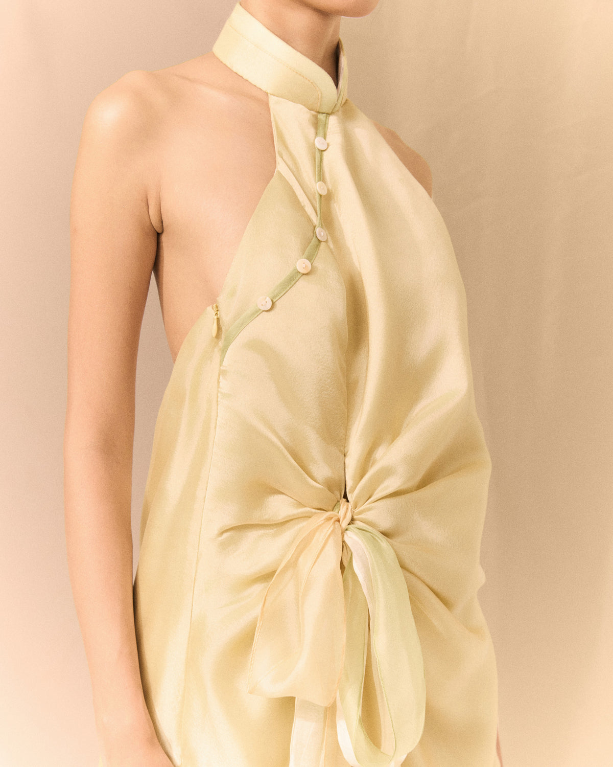 FRESH GREEN SUNLIT YELLOW CREAM WHITE AO DAI THIEU QUANG