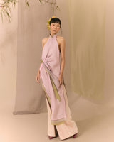 Blush Pink Violet Grey Bean Green Ao dai Thieu Quang